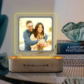 Minimal Insertable Photo Frame with glowing edge and wood base, perfect keepsake for romantic or anniversary gifts, fits one photo.